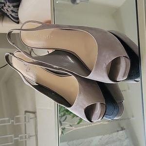 Nine West Gray Suede Slingback Heels